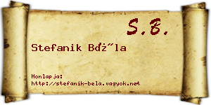 Stefanik Béla névjegykártya
